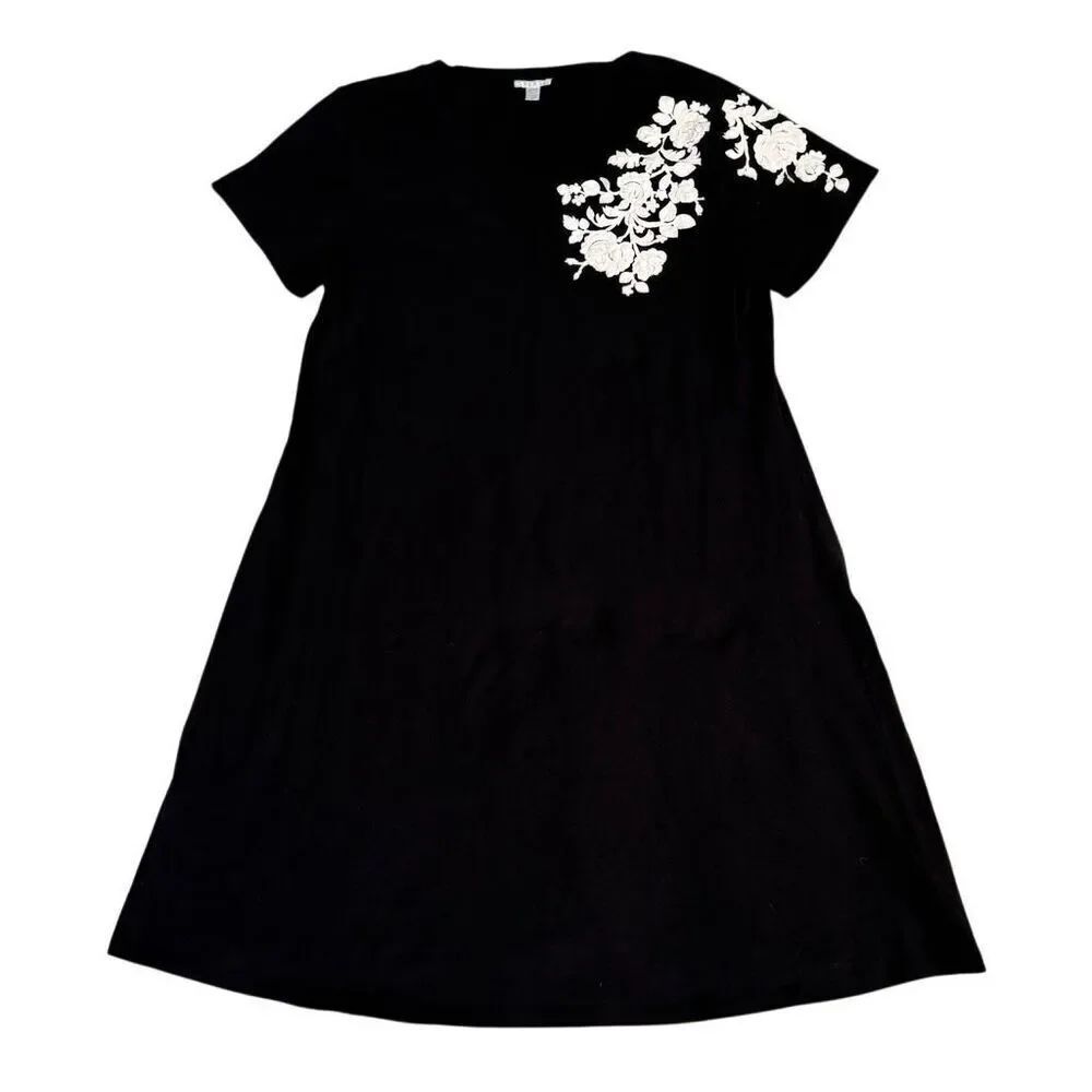 Vintage Spenser Black & White Floral Shirt Dress XL